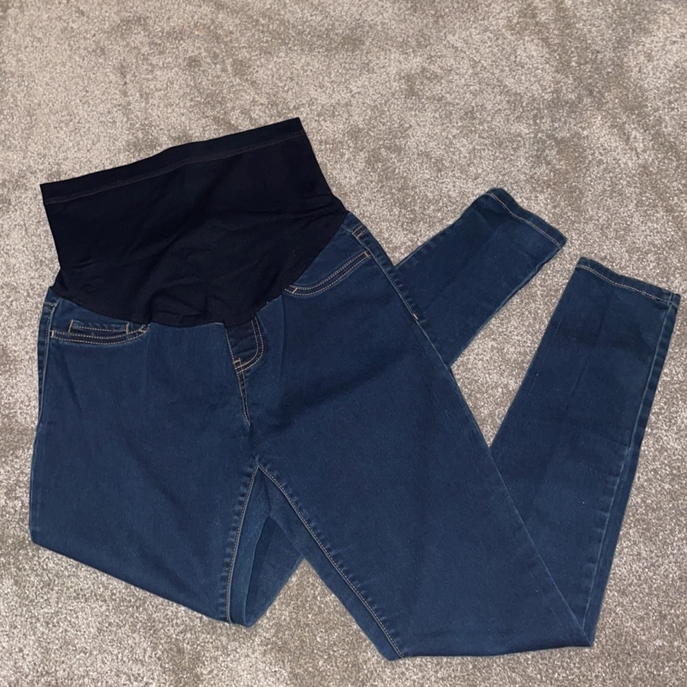 Maternity skinny blue jean leggings